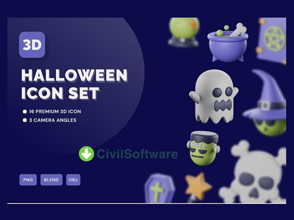 ايقونات ثلاثية الابعاد مفتوحة المصدر Halloween 3D Icon Set